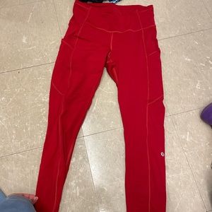 Red Lululemon Leggings. Size 8.